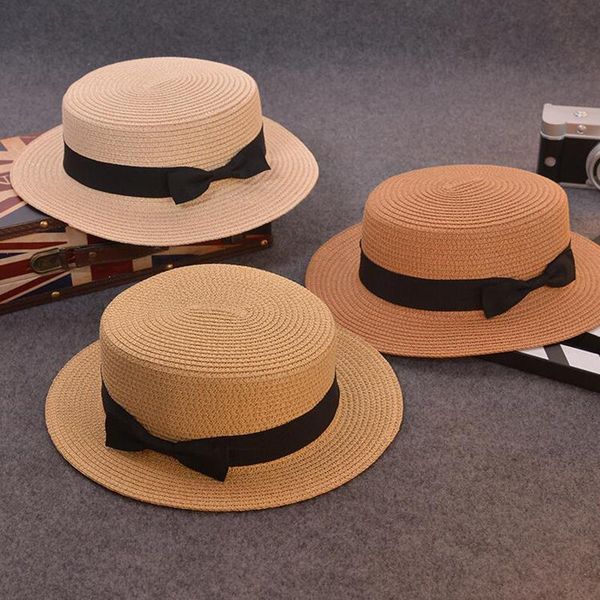 

wide brim hats fashion parent-child sun hat cute children bow hand made women st cap beach big casual glris summer, Blue;gray