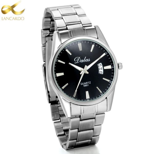 

wristwatches relogio masculino lancardo mens watches sport quartz watch men business waterproof stainless steel wristwatch, Slivery;brown