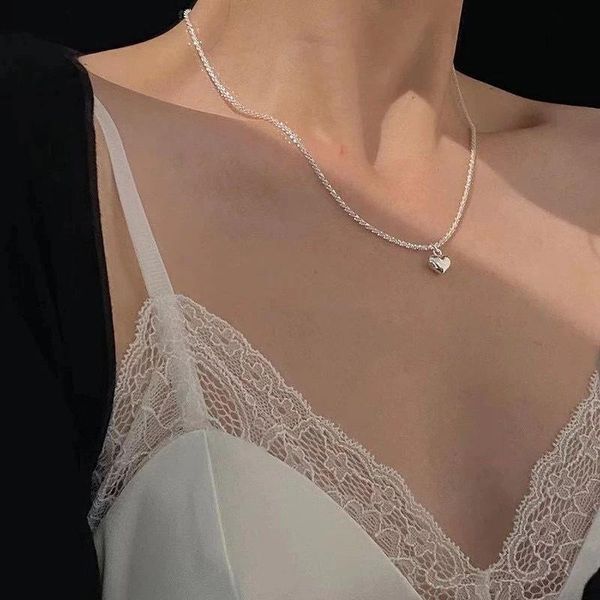 

chains redcheng 925 sterling silver sparkling love heart chain necklaces for women ins fashion luxury exquisite birthday jewelry gifts