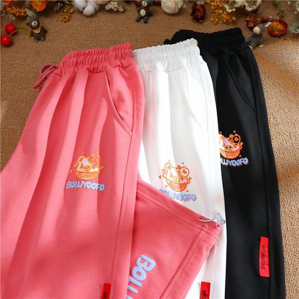 

women's pants & capris real s design letter sports female loose, Black;white