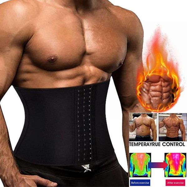

waist support 2021 men shapewear trainer body shaper modeling belt fat trainers strap with 3 hooks cincher girdle corset, Black;gray