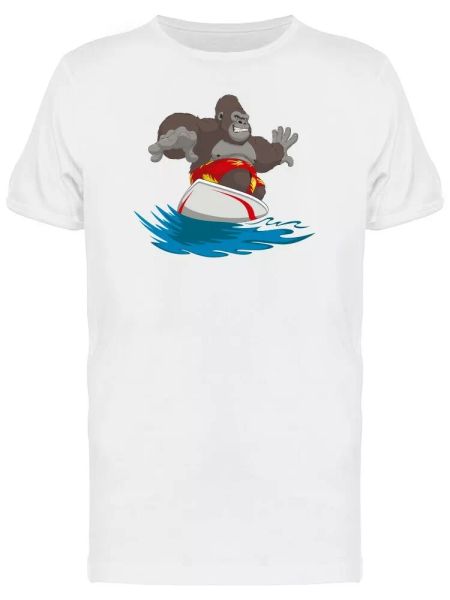 

gorilla riding surfboard men's tee -image by shutterstock, White;black