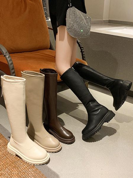

boots zipper women over knee boots-women autumn shoes round toe clogs platform winter footwear over-the-knee 2021 rock lolita ru, Black