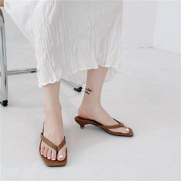 

slippers fashion split toe beach kitten heels black shoes woman sandals summer slides ladies casual sapato feminino