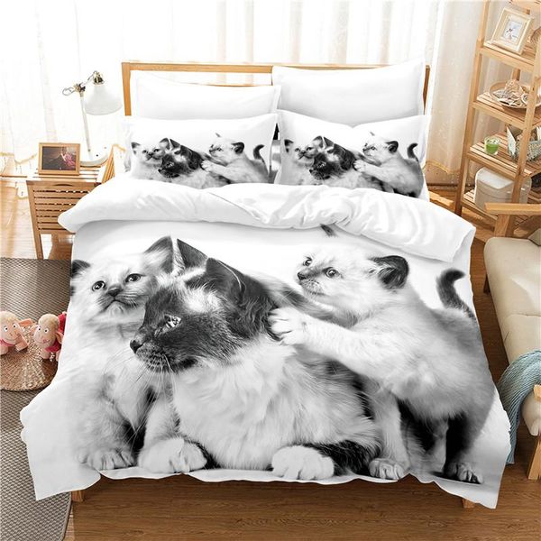 

bedding sets cute cat set for bedroom soft bedspreads bed home comefortable duvet cover quilt and pillowcase