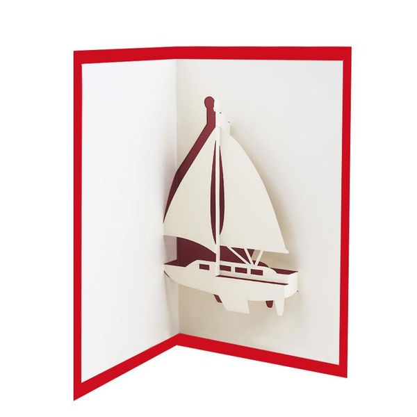

greeting cards 10pcs wholesale 3d handmade flower vase sailboat paper blessing postcard valentine's day birthday creative gift