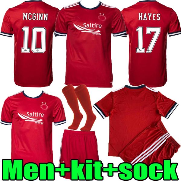 

men 2021 2022 aberdeen soccer jersey 21 22 mcginn ferguson hoban hedges hayes considine home red kids kits socks full sets football shirts, Black;yellow