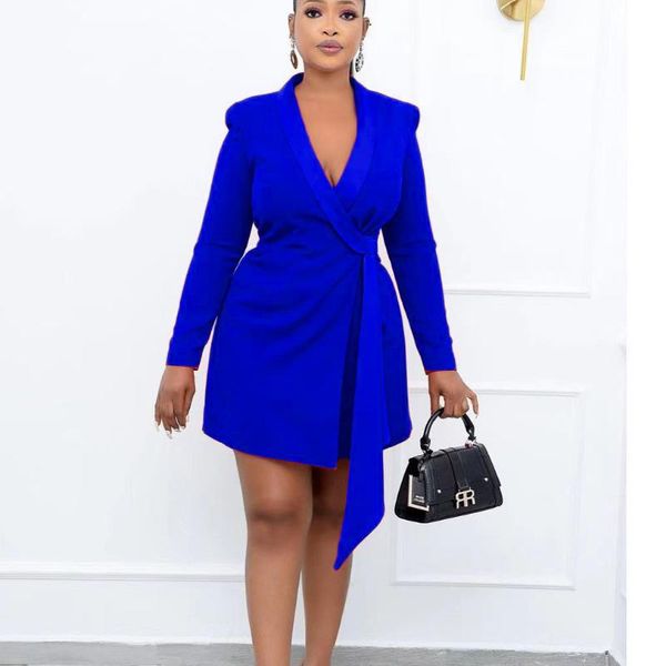 

ethnic clothing fashion african dresses for women ladies v-neck black coat dress bandage bodycon long sleeve party short mini, Red
