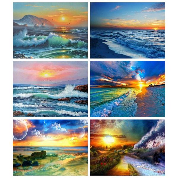 

diamond painting evershine full square cross stitch 5d diy embroidery sea scenery rhinestone pictures home decoration