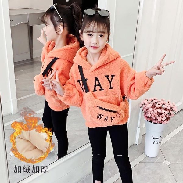 

children's coat children's clothing boys girls fashion letter hoodies plus veet thickened coat+bag baby boy sweater coat clothes a, Blue;gray