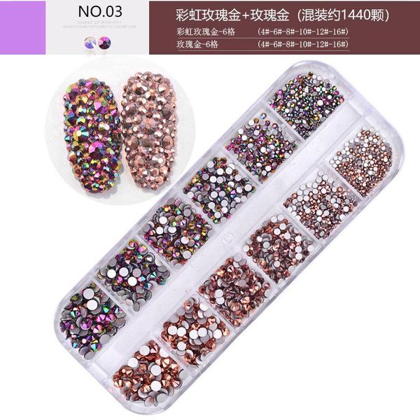 

nail art kits 1440pcs 2021 2 colors 12 grid ab crystal flat back rhinestone diamond gem 3d glitter decoration nails accessories
