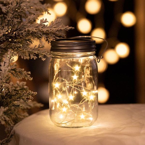 

strings glass led solar star string lights bottle hanging jar lamp outdoor garden wedding party ramadan christmas decoration