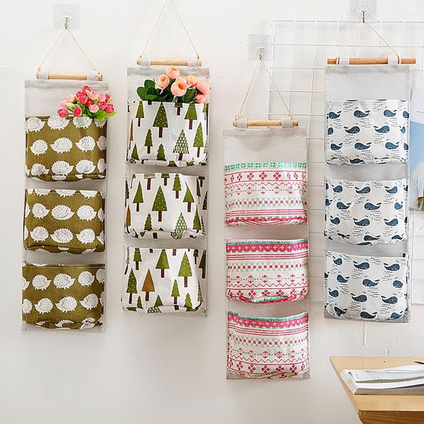 

storage boxes & bins 3 grids wall hanging bag organizer toys container decor pocket pouch home multi-function tools storage#