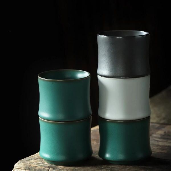 

sell japanese style ceramic teacup creative bamboo office master tea cup drinkware home retro pottery drinking mug cups & saucers