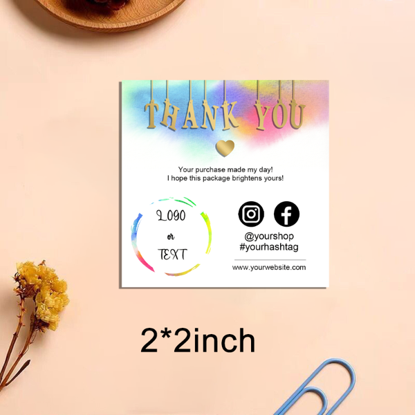 

custom rainbow thank you for your order insert card watercolor modern business splash of color diy greeting cards