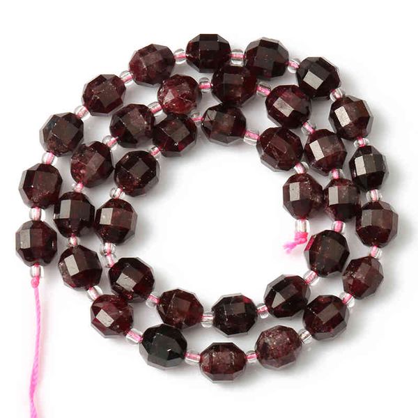 Natural Garnet mineral 8mm escuro vermelho oiive forma solta gemas grânulos de pedra para jóias fazendo bracelete diy colar 15inch