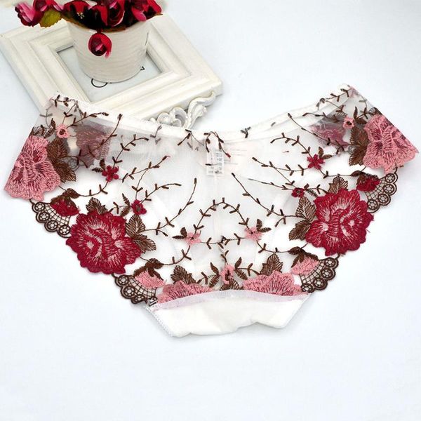 

women's panties lingerie briefs seamless attractive flower pattern underwear fabala low-waist charming for women, Black;pink