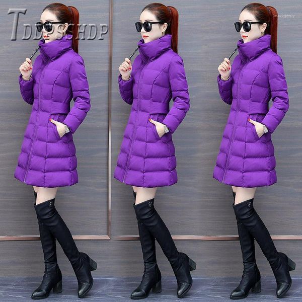

women's down & parkas 2021 winter thick long style women blue and purple color can choose female overcoat, Black