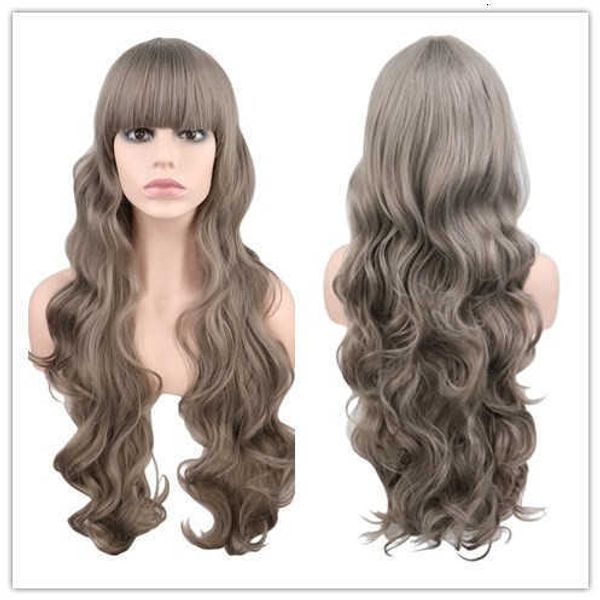 

cos gray long curly hair cosplay animation selling 80cm wig, Black