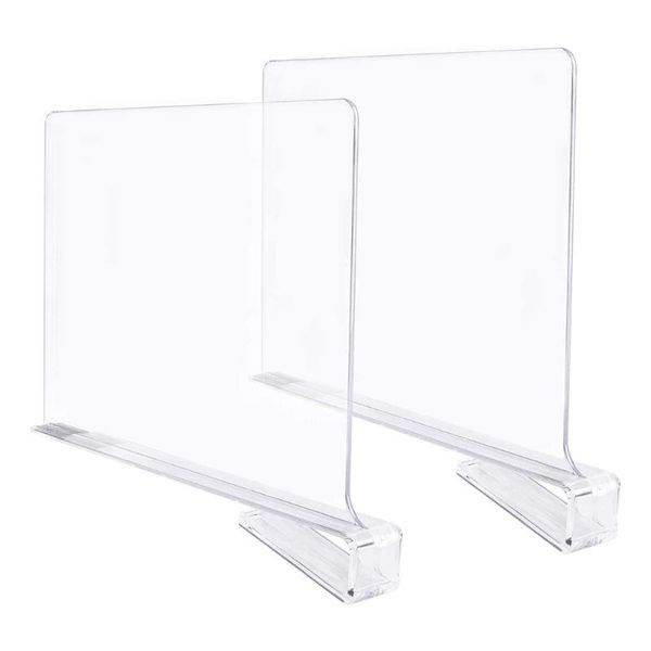 

hooks & rails 2 pcs clear acrylic shelf dividers for closet wood closets separator plate 85la