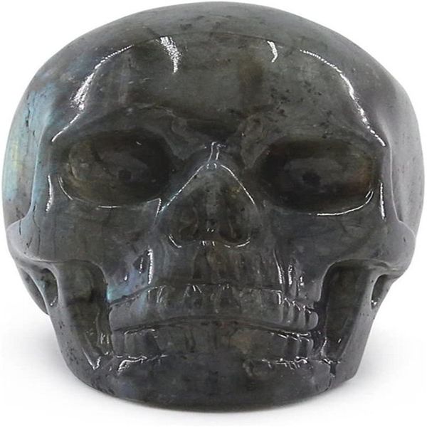 0,29 фунт натуральный лабрадорит резной реалистичной кристаллической черепной скульптурой, целебной энергии Reiki Gemstone Collective Figurine