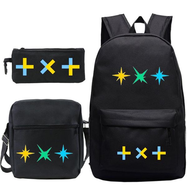

backpack 3pcs/set teens backbag kid custom sac a dos lapschool bag txt print teenager backpacks rucksack for students