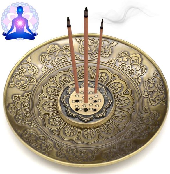 Porta bastoncini di incenso Bruciatore di incenso in ottone con raccoglitore di cenere per la meditazione Yoga Home Office Fragrance Home XB1