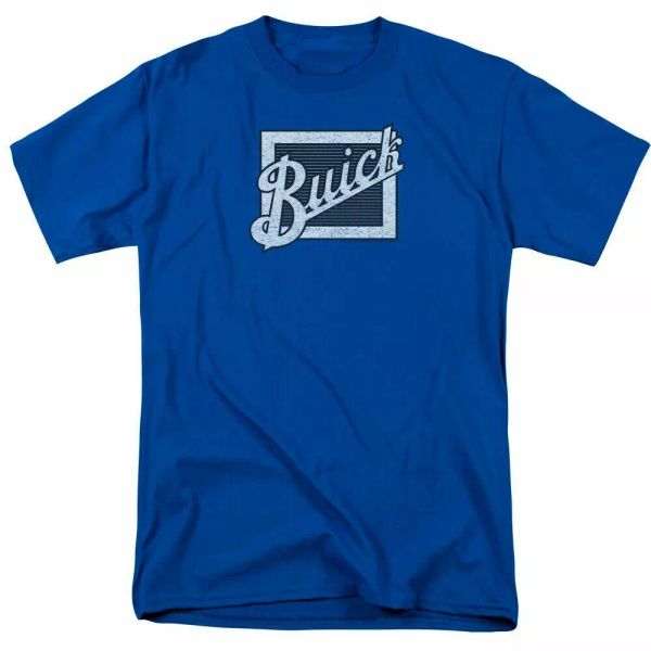 

buick distressed emblem t shirt mens licensed classic automobile car royal blue, White;black