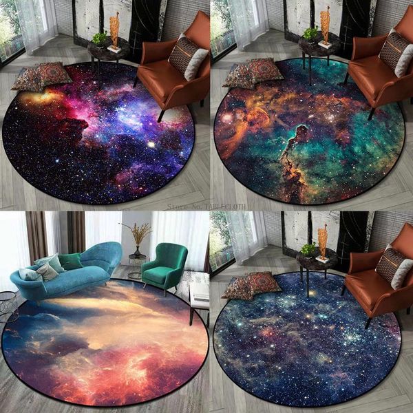 

gorgeous starry sky space green blue purple living room bedroom hanging basket chair non-slip round mat carpet customization carpets
