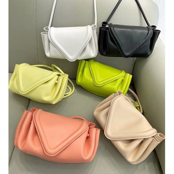 

70% off 2021 new pleated dumpling bag drawstring triangle cloud flip cowhide knot one shoulder slant across women's bag h2bc 63gd