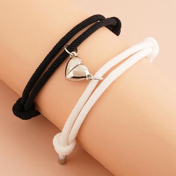 

charm bracelets couple bracelet for women men fashion adjustable magnetic attract each other long-distance, Golden;silver