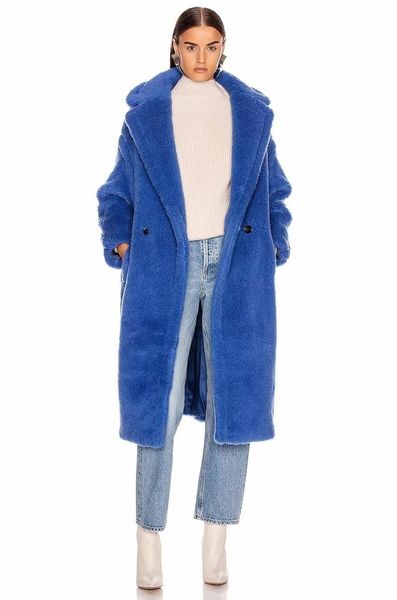 

women's wool & blends libieliy winter clothes women thick warm oversized long lamb fur coat pink teddy bear jacket outerwear overcoat n, Black