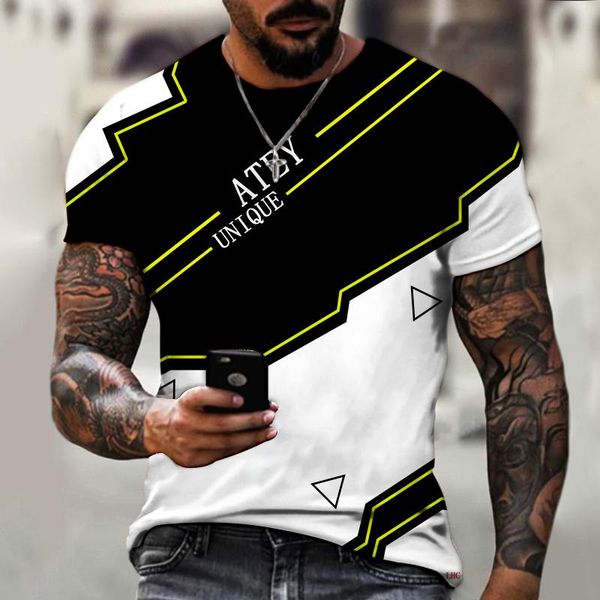 

men's t-shirts kyck brand shirt 3d printing exclusive design line color fast stitching art fashion and simple oversized 9xl, White;black
