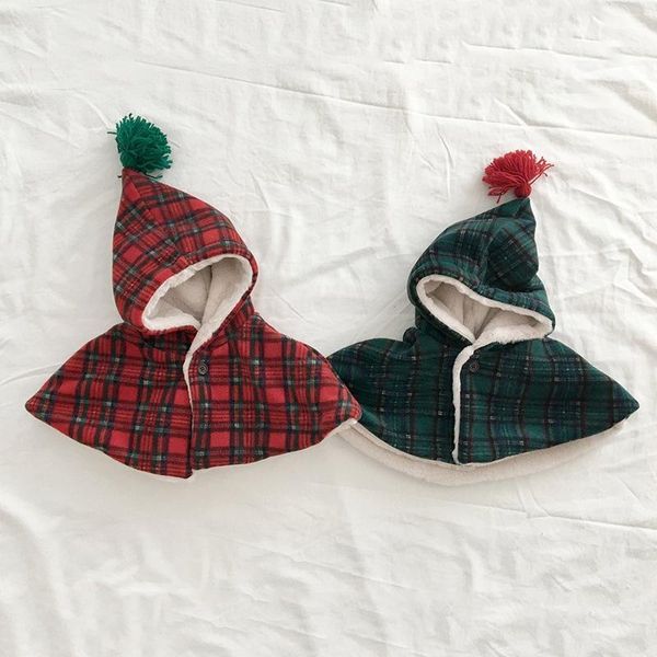 

caps & hats baby plaid cloak hat thicken men's and women's outing born autumn winter plus velvet warm shawl, Yellow