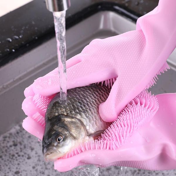 

disposable gloves kitchen silicone cleaning magic dish washing glove for household scrubber rubber clean tool