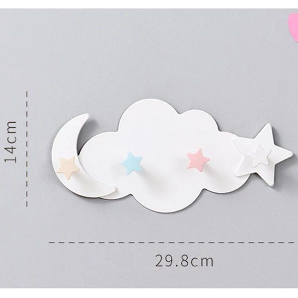 

hooks & rails 4 self adhesive wood clothes moon star hanger wall mounted key holder coat hook kid room decorative accessories