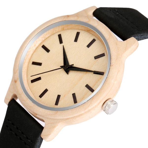 

women watches simple maple wood watch black brown leather strap quartz wristwatch ladies girls gift logo customized drop wristwatches, Slivery;brown