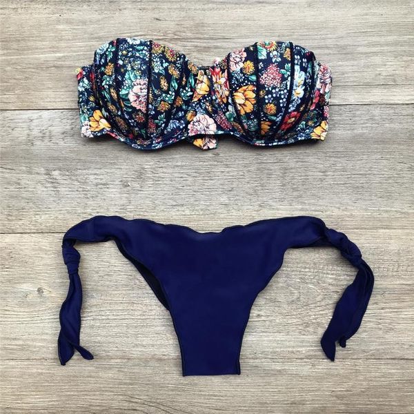 

print bandage strapless womens bikinis women swimsuit bikini brazilian set biquini plus size bathing suits, White;black