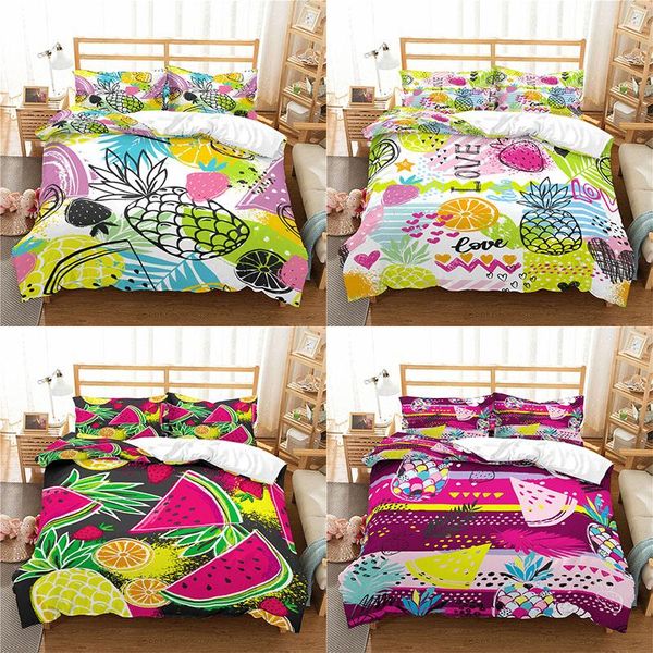 

bedding sets home textile luxury 3d fruit print 2/3pcs comfortable duvet cover pillowcase  and king eu/us/au size