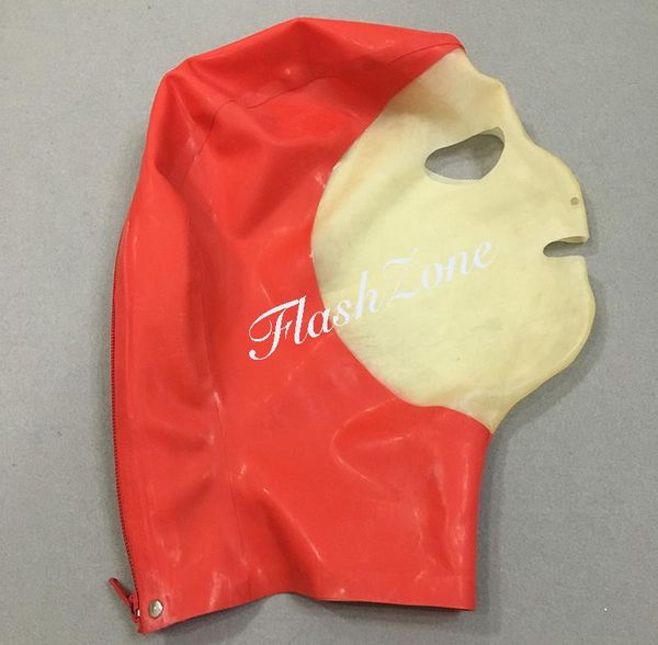 

party masks ~ red&transparent head cover latex
