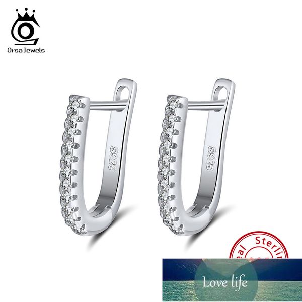 

orsa jewels real 925 sterling silver women hoop earrings small circle 12 mm silver color trendy female wedding jewelry se118 factory price e, Golden;silver