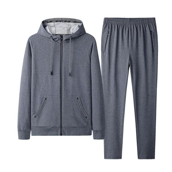 

men's tracksuits est winter thick men sports suit sweat tracksuit hooded sportswear zipper jackets pants casual hoodie sets plus size 8, Gray