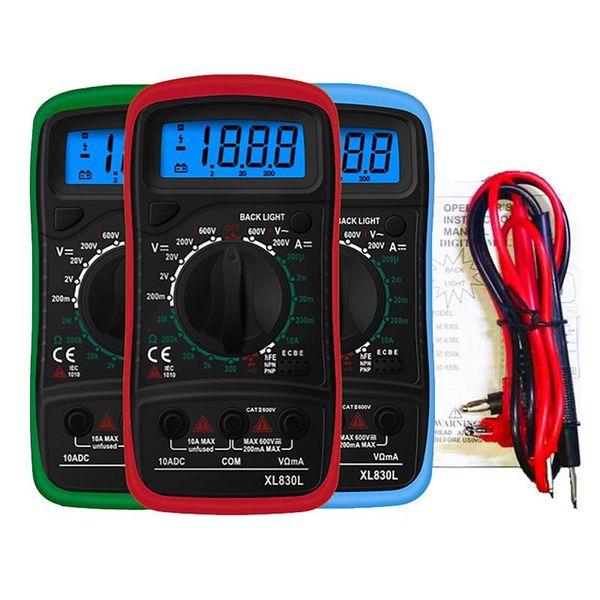 

multimeters xl830l handheld digital multimeter lcd backlight portable ac/dc ammeter voltmeter ohm voltage tester meter multimetro