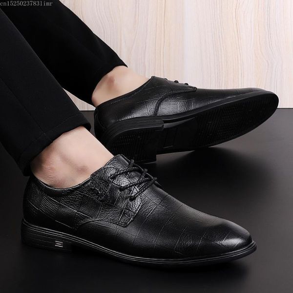 

dress shoes fashion formal men lace breathable black business genuine leather casual sandals oxfords wedding party 4