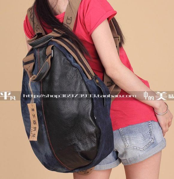 

backpack 2021 arrival women's denim backpacks thick vintage casual bags for women punk preppy school leather