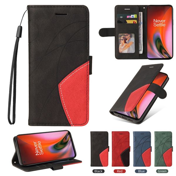 Custodie per telefono per Oneplus 9 Pro Nord 2 CE N10 N100 N200 Custodia interna in TPU con superficie in pelle PU con porta carte di credito Cinturino da polso