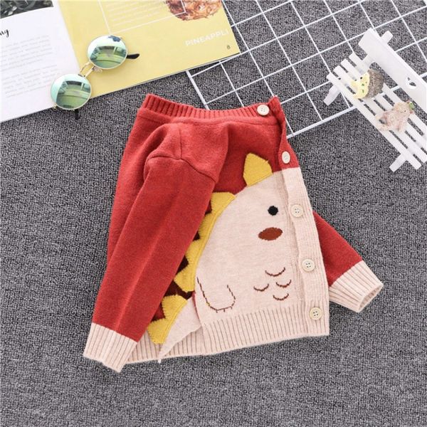 

autumn cotton boys sweaters outerwear coats boys kids jacket for girls cartoon dinosaur knitted clothes 80-120cm, Blue;gray