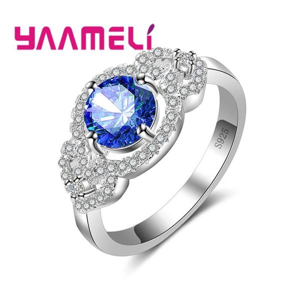 

cluster rings multicolor cute 925 sterling silver ring sweet embellishment white crystal stone arbor day anniversary souvenirs lady, Golden;silver