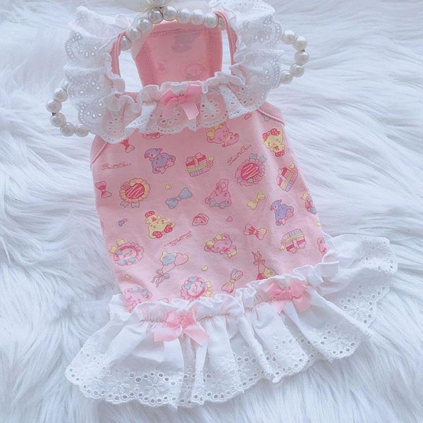 

dog apparel cute bear lace summer small vest shirt clothes for chihuahua princess party dress cat pet tutu skirt