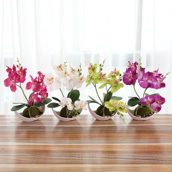

decorative flowers & wreaths butterfly orchid bonsai artificial simulation flower white pot set home office wedding party decoration